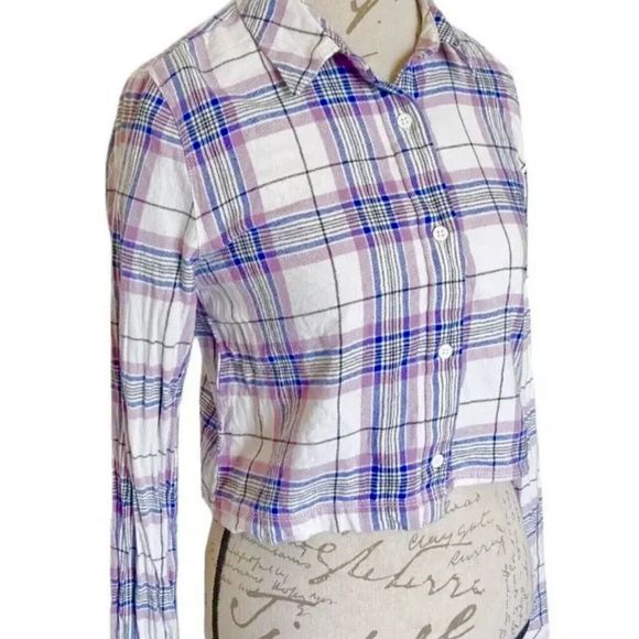 Vans Womens Button Down Shirt Size Small Plaid Crop Rodeo Festival Western - Picture 5 of 12